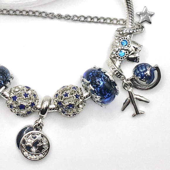 PANDORA ‘Blue Stars2’ Bracelet With Mix Silver Plated Charms All NonBrand - Picture 2 of 8